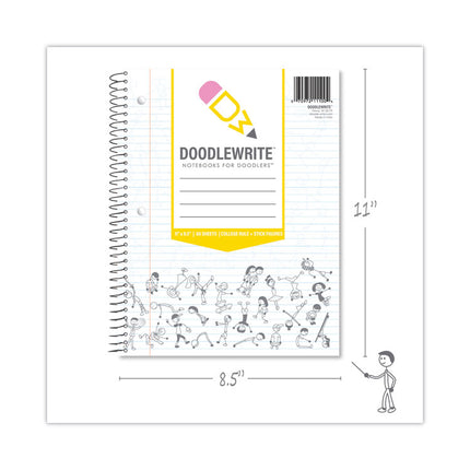 DoodleWrite Notebooks, 1-Subject, Medium/College Rule, White Cover, (60) 11.25 x 9.25 Sheets, 24/Carton