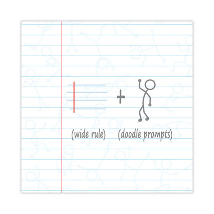 DoodleWrite Notebooks, 1-Subject, Wide/Legal Rule, White Cover, (50) 10.75 x 8.75 Sheets, 24/Carton