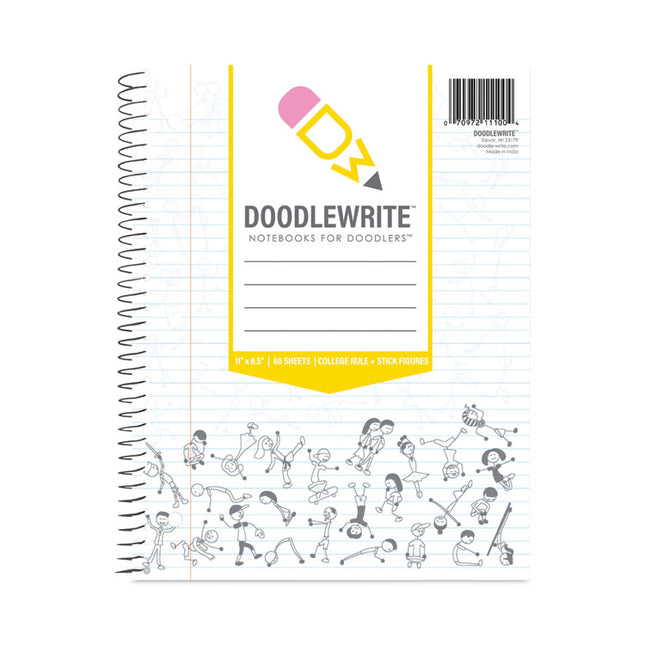 DoodleWrite Notebooks, 1-Subject, Medium/College Rule, White Cover, (60) 11.25 x 9.25 Sheets, 24/Carton