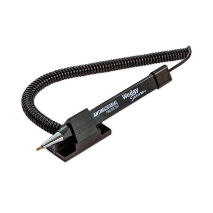 Wedgy Secure Antimicrobial Ballpoint Counter Pen, Fine 0.5 mm, Black Ink, Black Barrel