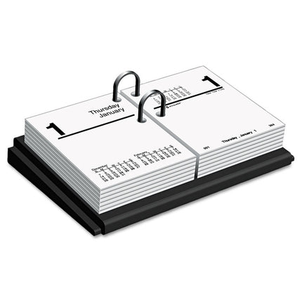 Desk Calendar Base for Loose-Leaf Refill, 3 x 3.75, Black