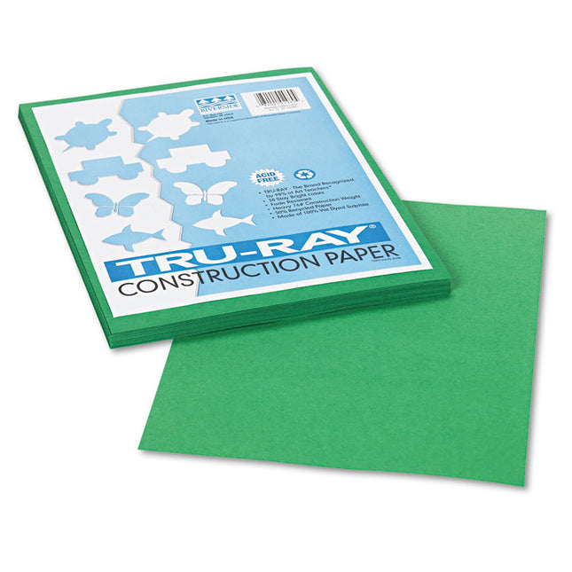 Tru-Ray Construction Paper, 76 lb Text Weight, 9 x 12, Holiday Green, 50/Pack