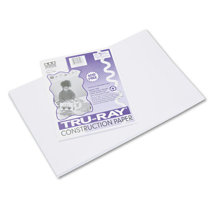 Tru-Ray Construction Paper, 76 lb Text Weight, 12 x 18, White, 50/Pack