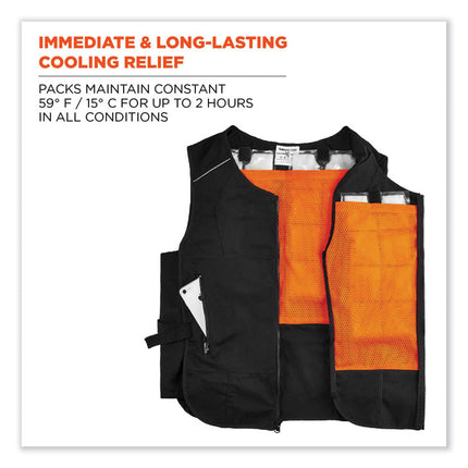 Chill-Its 6260 Lightweight Phase Change Cooling Vest with Packs, Cotton/Polyester, Small/Medium, Black