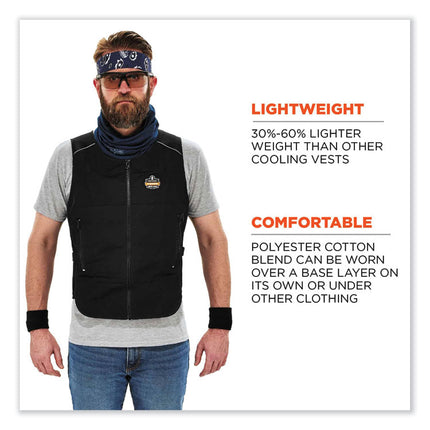 Chill-Its 6260 Lightweight Phase Change Cooling Vest with Packs, Cotton/Polyester, Small/Medium, Black