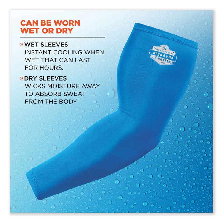 Chill-Its 6690 Performance Knit Cooling Arm Sleeve, Polyester/Spandex, Medium, Blue, 2 Sleeves