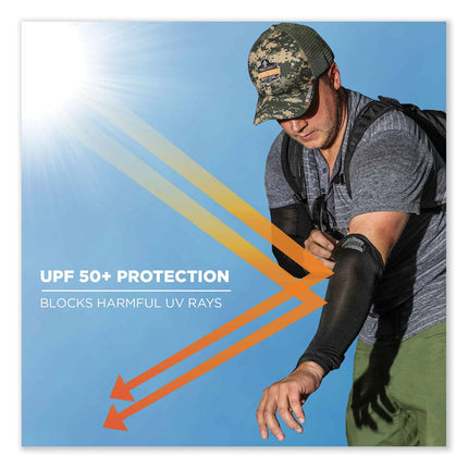 Chill-Its 6690 Performance Knit Cooling Arm Sleeve, Polyester/Spandex, Medium, Blue, 2 Sleeves