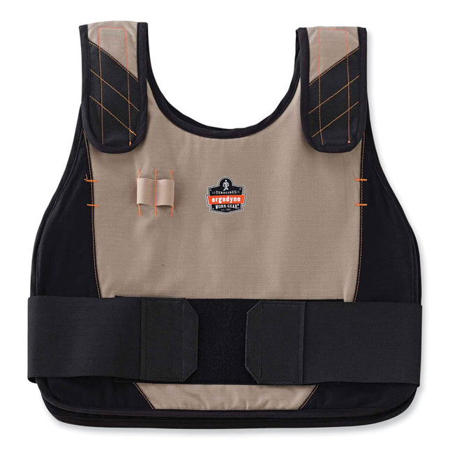 Chill-Its 6215 Premium FR Phase Change Cooling Vest with Packs, Modacrylic Cotton, Small/Medium, Khaki