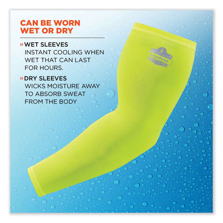 Chill-Its 6690 Performance Knit Cooling Arm Sleeve, Polyester/Spandex, Medium, Lime, 2 Sleeves