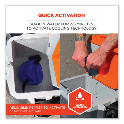 Chill-Its 6715 Hard Hat Cooling Pad - Polymers, 7 x 6.5, Blue