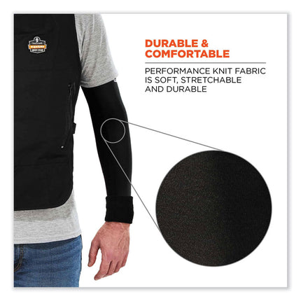 Chill-Its 6690 Performance Knit Cooling Arm Sleeve, Polyester/Spandex, Medium, Black, 2 Sleeves