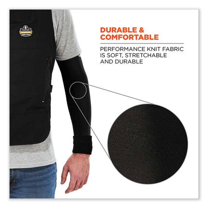 Chill-Its 6690 Performance Knit Cooling Arm Sleeve, Polyester/Spandex, 2X-Large, Black, 2 Sleeves
