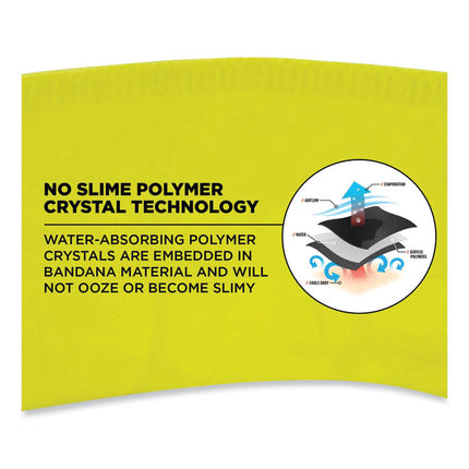 Chill-Its 6702 Cooling Embedded Polymers Tie Bandana, One Size Fits Most, Lime