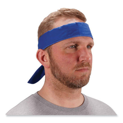 Chill-Its 6702 Cooling Embedded Polymers Tie Bandana, One Size Fits Most, Solid Blue