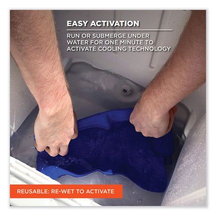 Chill-Its 6602 Evaporative PVA Cooling Towel, 29.5 x 13, One Size Fits Most, PVA, Blue, 50/Pack