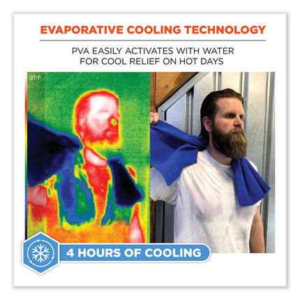 Chill-Its 6602 Evaporative PVA Cooling Towel, 29.5 x 13, One Size Fits Most, PVA, Blue, 50/Pack