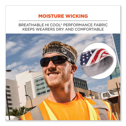 Chill-Its 6605 High-Performance Cotton Terry Cloth Sweatband, One Size Fits Most, Stars and Stripes