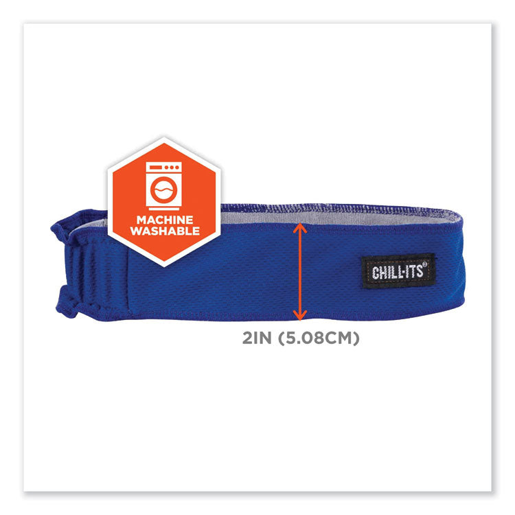 Chill-Its 6605 High-Performance Terry Cloth Sweatband, Cotton Terry Cloth, One Size Fits Most, Blue