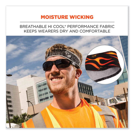 Chill-Its 6605 High-Performance Terry Cloth Sweatband, Cotton Terry Cloth, One Size Fits Most, Flames