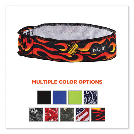 Chill-Its 6605 High-Performance Terry Cloth Sweatband, Cotton Terry Cloth, One Size Fits Most, Flames