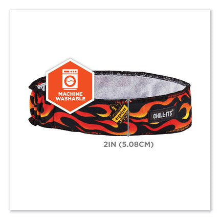 Chill-Its 6605 High-Performance Terry Cloth Sweatband, Cotton Terry Cloth, One Size Fits Most, Flames