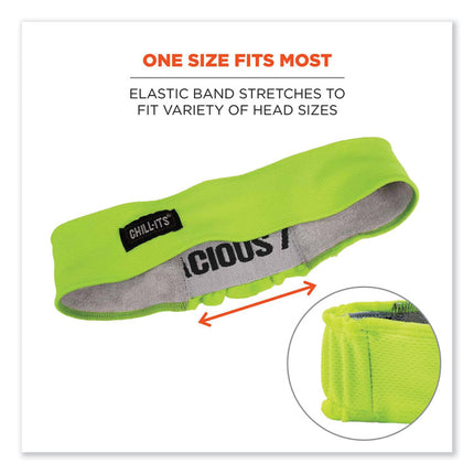 Chill-Its 6605 High-Performance Terry Cloth Sweatband, Cotton Terry Cloth, One Size Fits Most, Lime