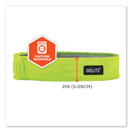 Chill-Its 6605 High-Performance Terry Cloth Sweatband, Cotton Terry Cloth, One Size Fits Most, Lime