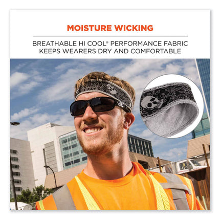 Chill-Its 6605 High-Performance Terry Cloth Sweatband, Cotton Terry Cloth, One Size Fits Most, Skulls