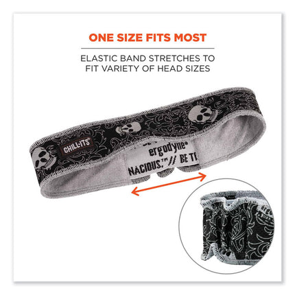 Chill-Its 6605 High-Performance Terry Cloth Sweatband, Cotton Terry Cloth, One Size Fits Most, Skulls