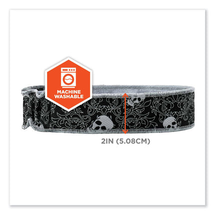 Chill-Its 6605 High-Performance Terry Cloth Sweatband, Cotton Terry Cloth, One Size Fits Most, Skulls