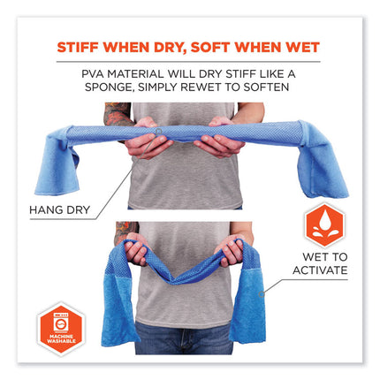Chill-Its 6604 Multipurpose Cleaning Cooling Towel, 35 x 8, One Size Fit Most, Microfiber/PVA, Blue