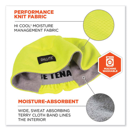 Chill-Its 6630 High-Performance Terry Cloth Skull Cap, Polyester, One Size Fits Most, Lime