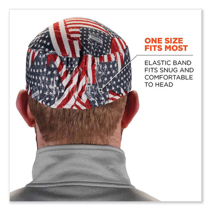 Chill-Its 6630 High-Performance Terry Cloth Skull Cap, Polyester, One Size Fits Most, Stars and Stripes