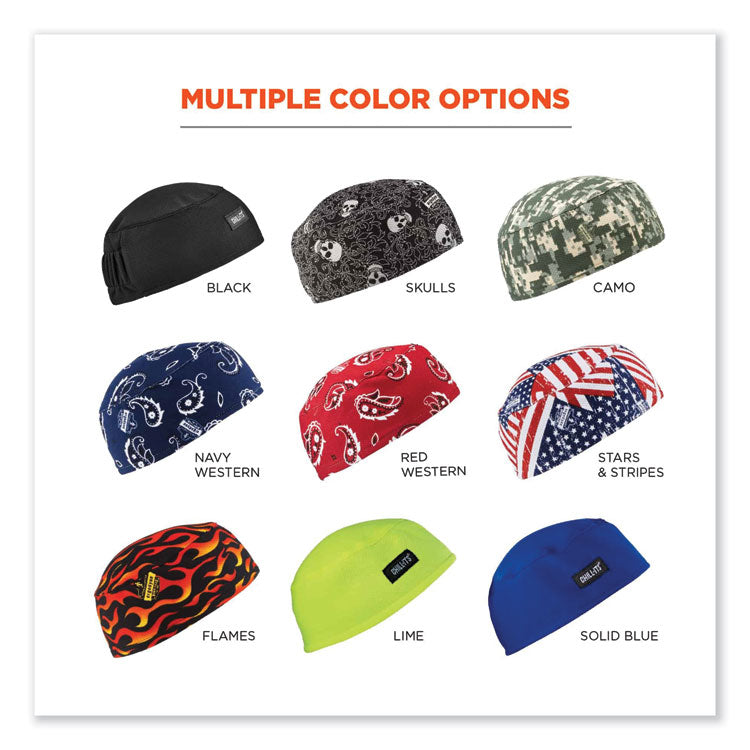 Chill-Its 6630 High-Performance Terry Cloth Skull Cap, Polyester, One Size Fits Most, Stars and Stripes