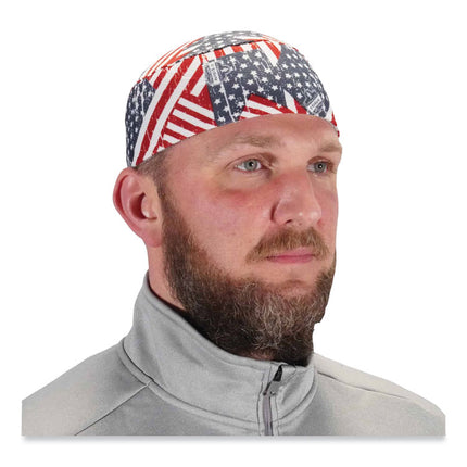 Chill-Its 6630 High-Performance Terry Cloth Skull Cap, Polyester, One Size Fits Most, Stars and Stripes
