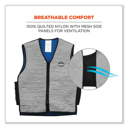 Chill-Its 6665 Embedded Polymer Cooling Vest with Zipper, Nylon/Polymer, 2X-Large, Gray