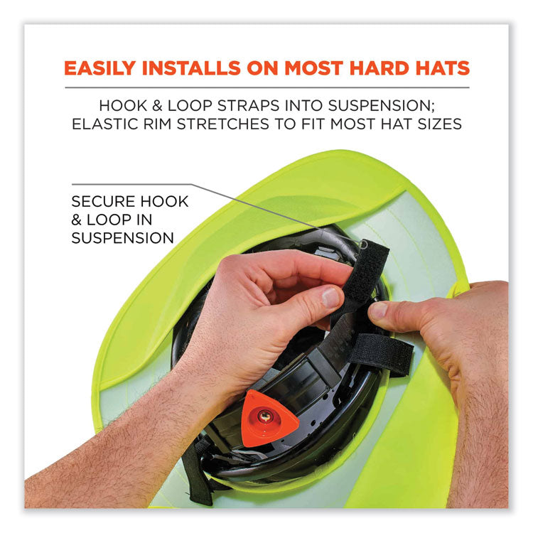 Chill-Its 6660 Hard Hat Brim + Neck Shade, 19.5 x 9.75, Lime