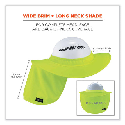 Chill-Its 6660 Hard Hat Brim + Neck Shade, 19.5 x 9.75, Lime