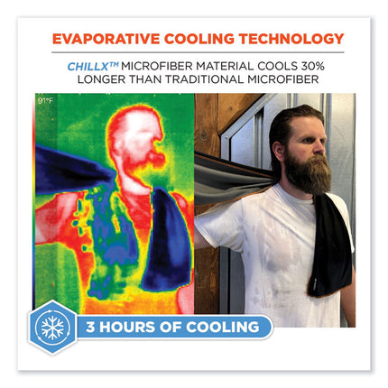 Chill-Its 6602MF Evaporative Microfiber Cooling Towel, 40.9 x 9.8, One Size Fits Most, Microfiber, Black