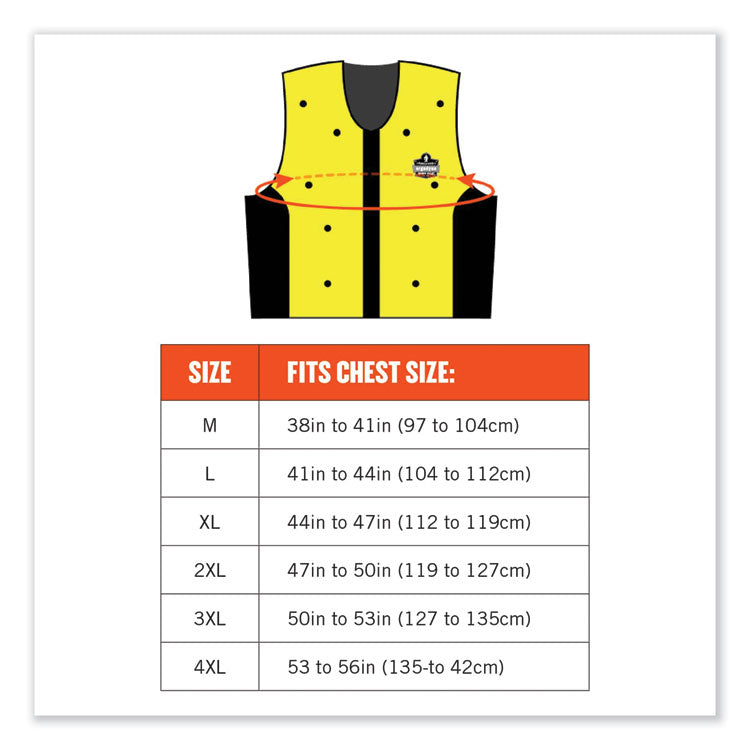 Chill-Its 6685 Premium Dry Evaporative Cooling Vest with Zipper, Nylon, Large, Lime