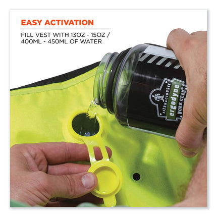 Chill-Its 6685 Premium Dry Evaporative Cooling Vest with Zipper, Nylon, X-Large, Lime