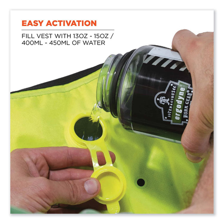 Chill-Its 6685 Premium Dry Evaporative Cooling Vest with Zipper, Nylon, 2X-Large, Lime
