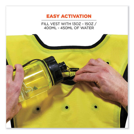 Chill-Its 6687 Economy Dry Evaporative Cooling Elastic Waist Vest, Nylon, Small/Medium, Lime