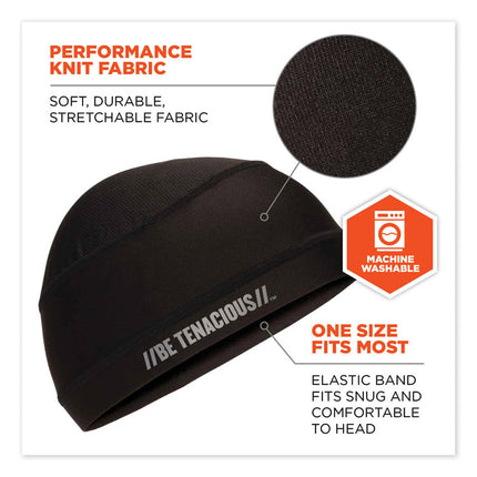 Chill-Its 6632 Performance Knit Cooling Skull Cap, Polyester/Spandex, One Size Fits Most, Black