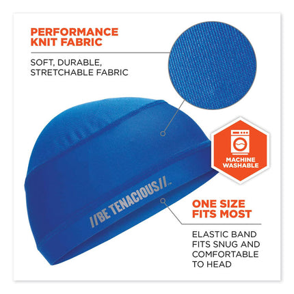 Chill-Its 6632 Performance Knit Cooling Skull Cap, Polyester/Spandex, One Size Fits Most, Blue
