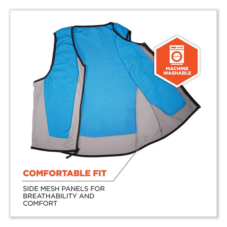 Chill-Its 6667 Wet Evaporative PVA Cooling Vest with Zipper, PVA, Medium, Blue