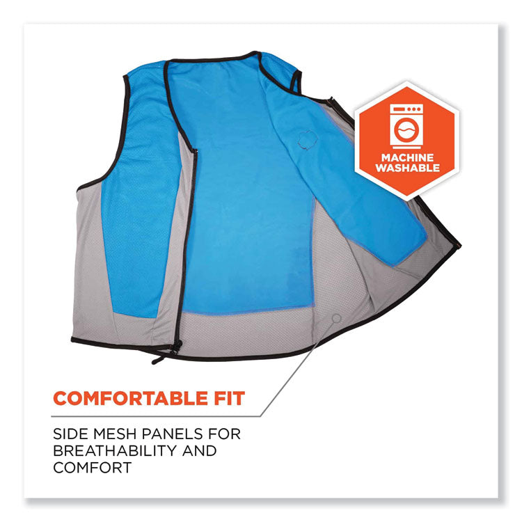 Chill-Its 6667 Wet Evaporative PVA Cooling Vest with Zipper, PVA, 2X-Large, Blue
