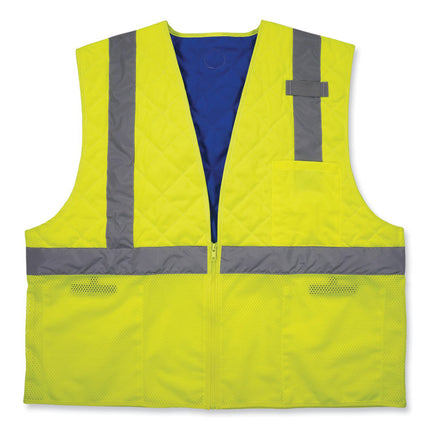 Chill-Its 6668 Class 2 Hi-Vis Safety Cooling Vest, Polymer, Small, Lime