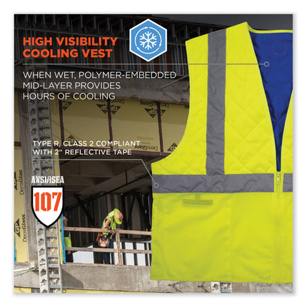 Chill-Its 6668 Class 2 Hi-Vis Safety Cooling Vest, Polymer, Small, Lime