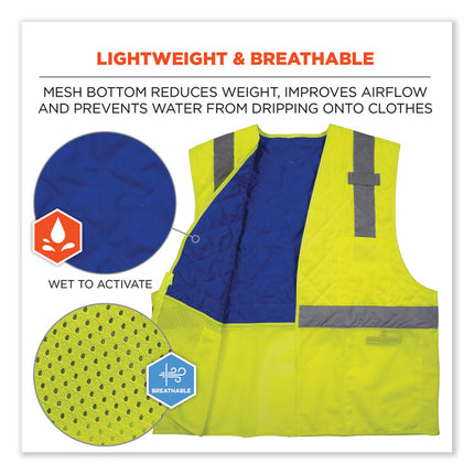 Chill-Its 6668 Class 2 Hi-Vis Safety Cooling Vest, Polymer, 2X-Large, Lime